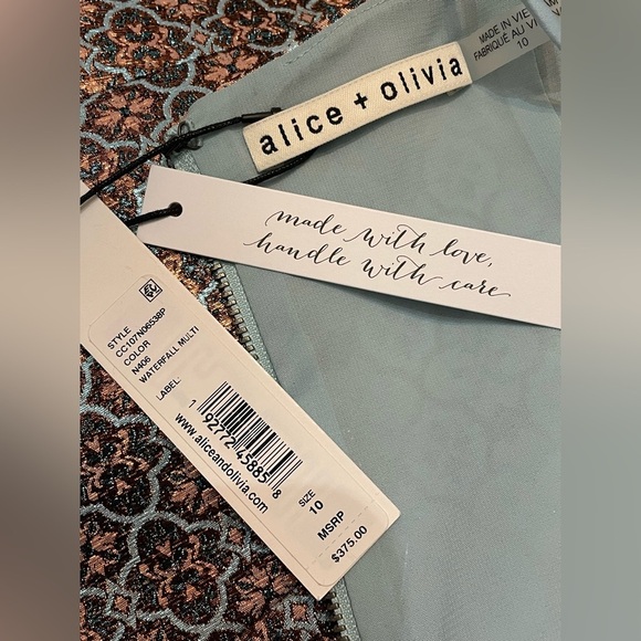 Alice And Olivia Tayla Metallic Jacquard Mini...Dress Size 10 NWT - Picture 9 of 10